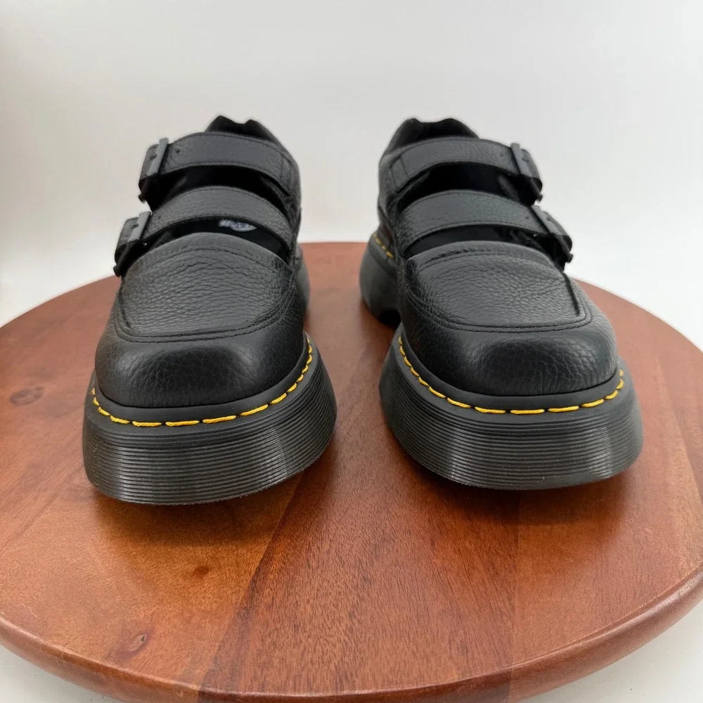 Dr. Martens Buzz MJ Mary Jane Women Black Milled Nappa Platform Buckle US 8